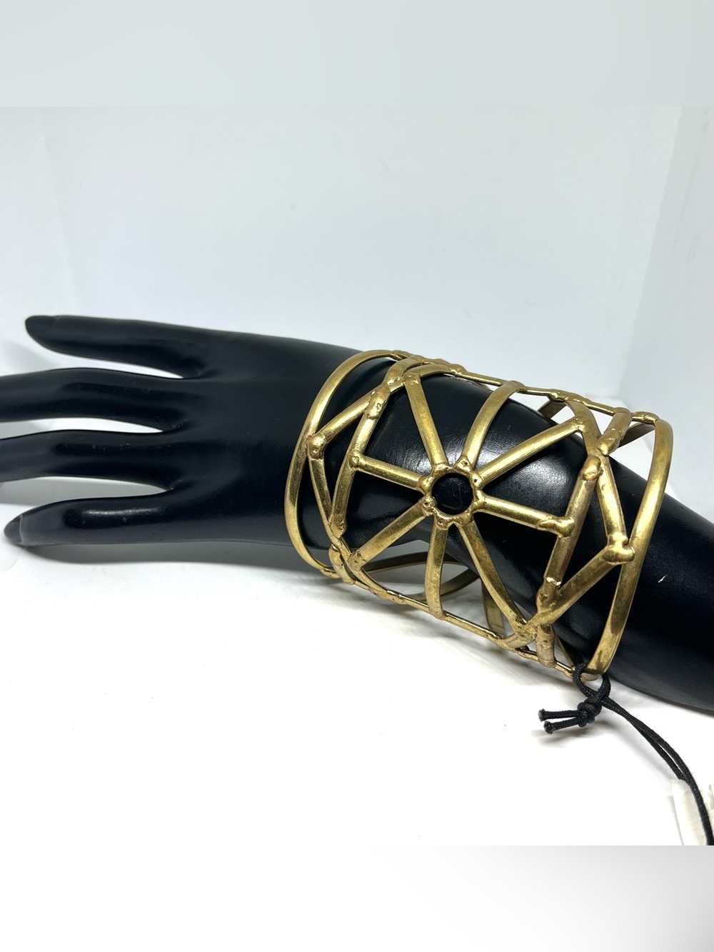 Brass Geometric Openwork Cuff Armlet